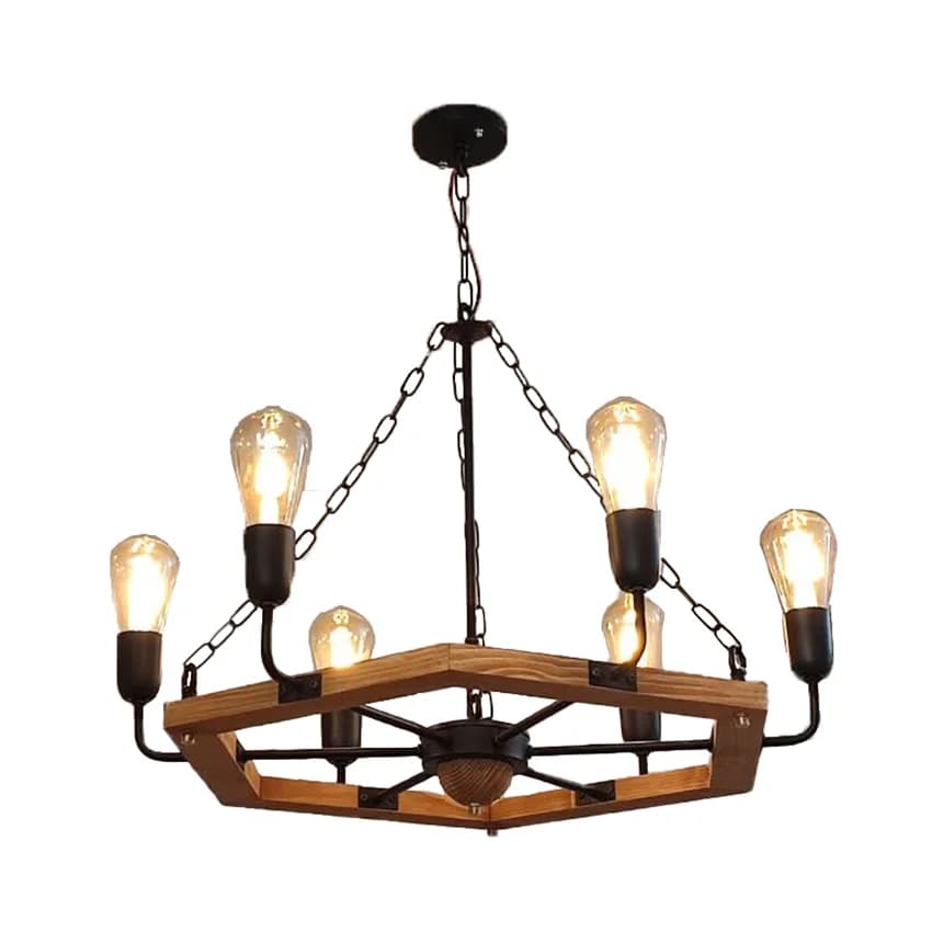 آویز شش شعله چوب و فلز مدل R-536/6