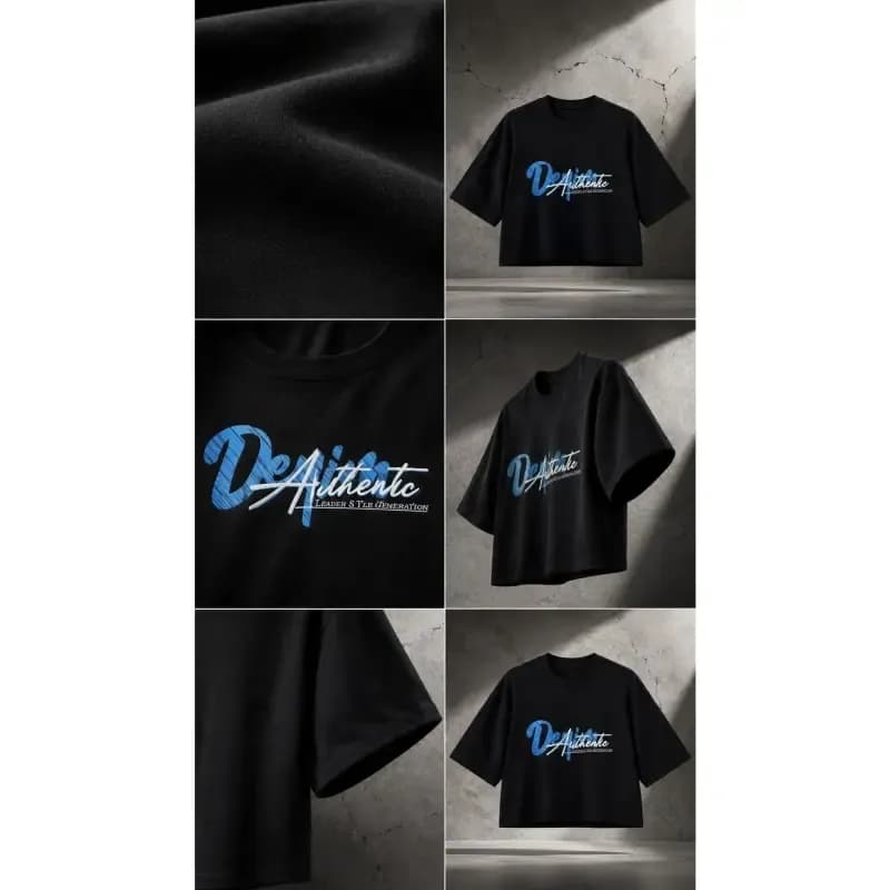 کراپ زنانه و دخترانه نخ پنبه Denim یقه گرد رنگ مشکی و صورتی — تصویر ۲