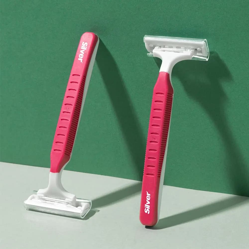 تیغ اصلاح چندبار مصرف 2 لبه زنانه Rubber Grip<br>(بسته 3 عددی)