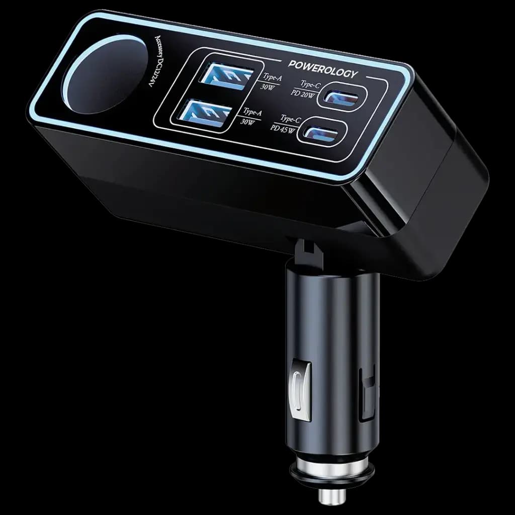 شارژر فندکی 125 وات 5 پورت پاورولوجی مدل Brio 125W PWDA58BK