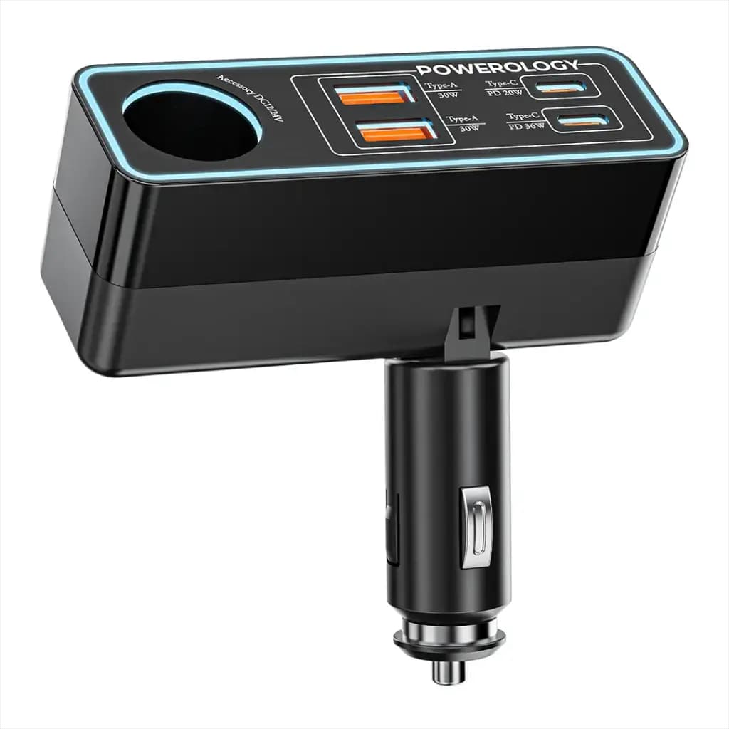 شارژر فندکی 125 وات 5 پورت پاورولوجی مدل Brio 125W PWDA58BK — تصویر ۳