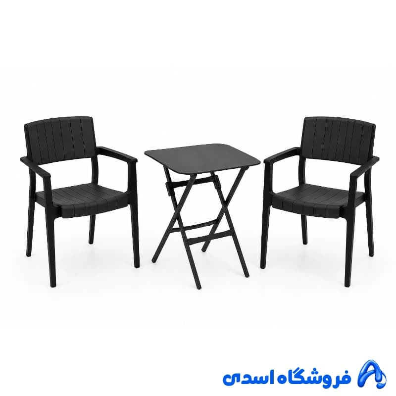 میز و صندلی 2 نفره پلیمری مدل پوران — تصویر ۲