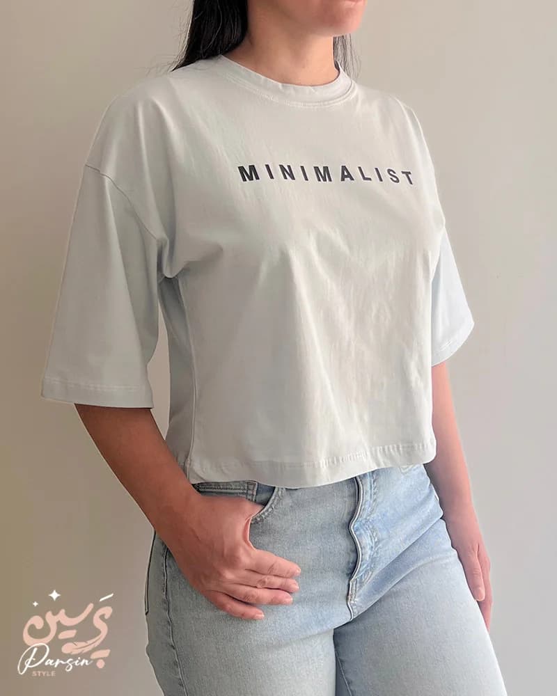 تیشرت کراپ زنانه MINIMALIST نخ پنبه | باکسی و آزاد
