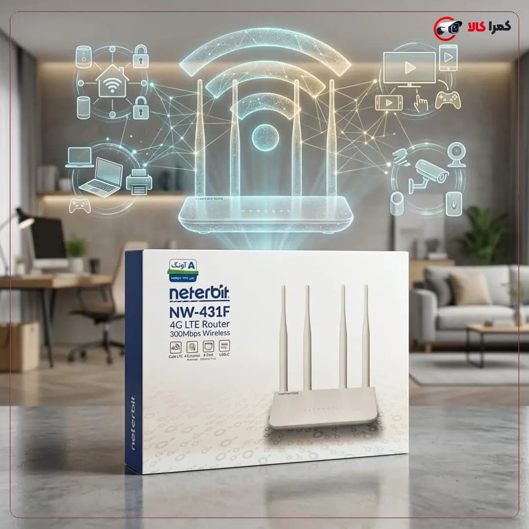 روتر 4G LTE نتربیت NW-431F | اینترنت سیمکارتی 150Mbps، وایفای 300Mbps، 4 پورت LAN و 4 آنتن خارجی — تصویر ۶