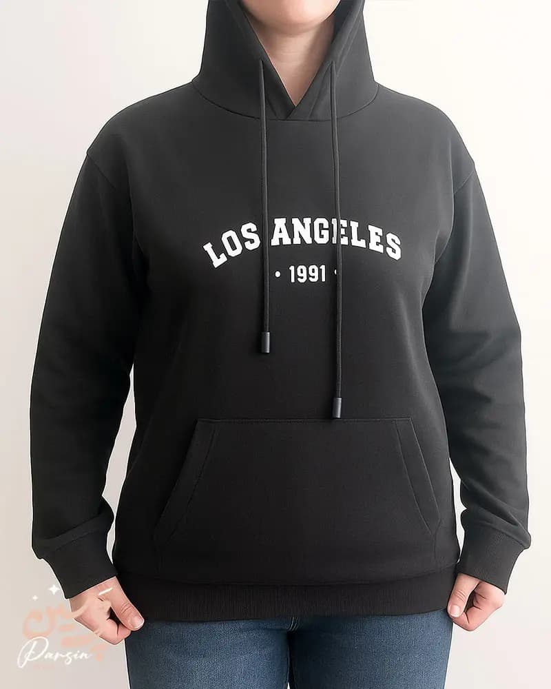 هودی دخترانه اسپرت مشکی مدل Los Angeles
