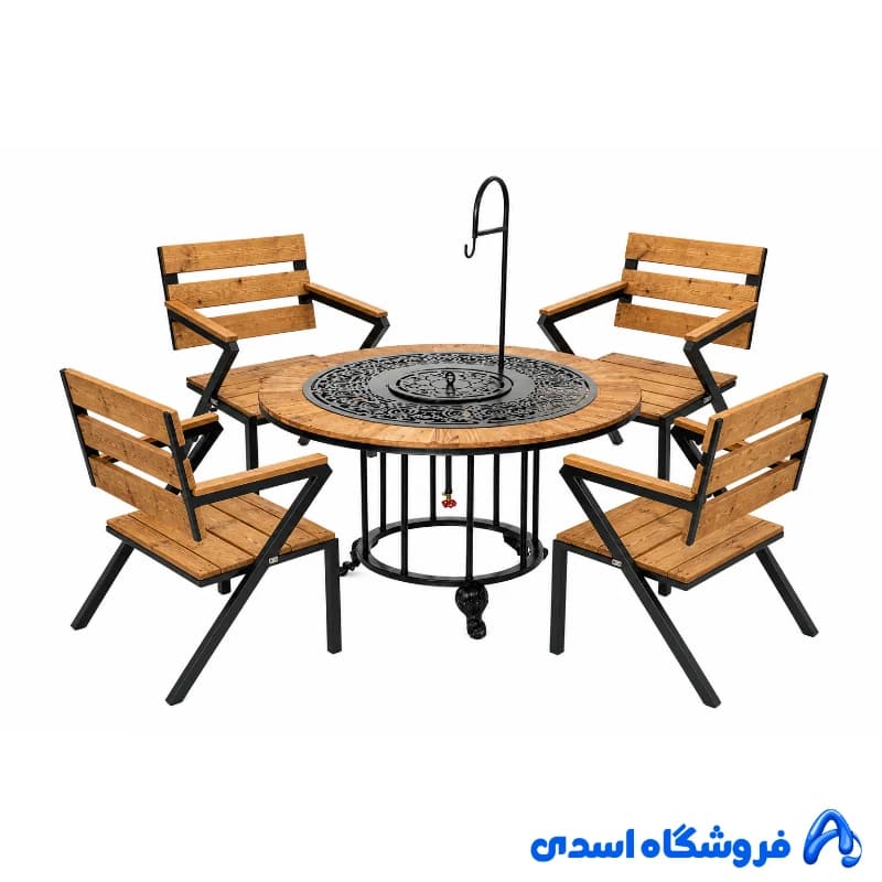 مبلمان باغی 4 نفره با آتشدان گرد مدل کيهان — تصویر ۲