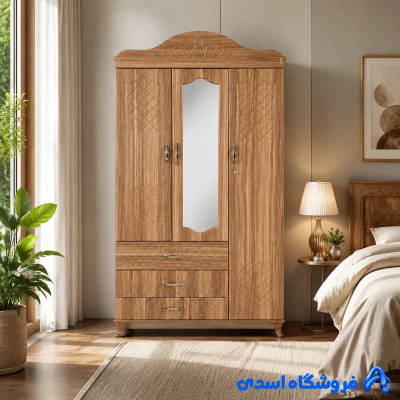 کمد سه درب آیینه دار کد 6188 — تصویر ۳