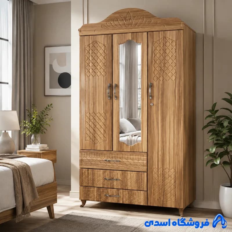 کمد سه درب آیینه دار کد 6188 — تصویر ۵