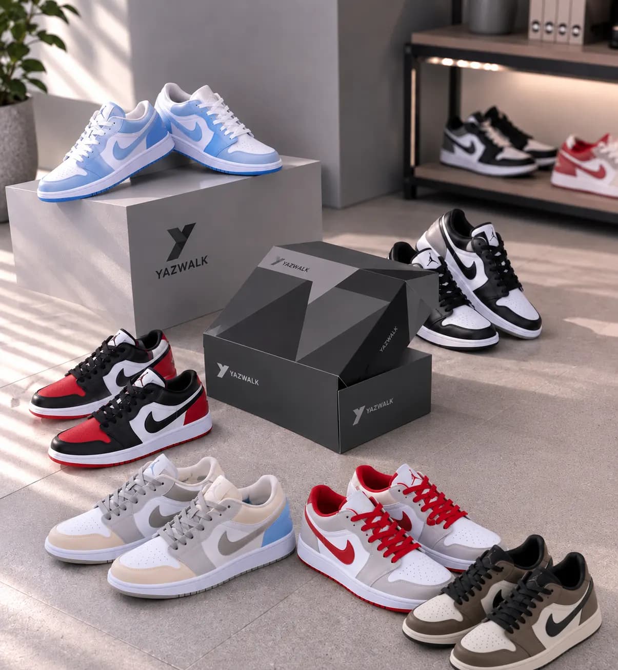 کتونی زنانه جردن وان (Jordan 1 Low) سفید آبی — تصویر ۲