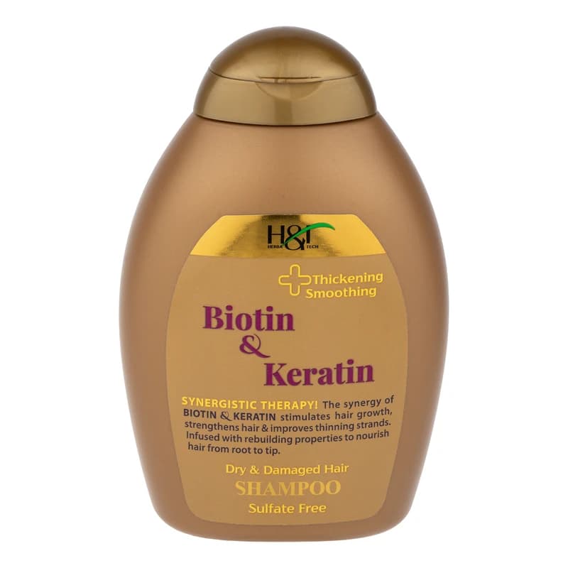 شامپو مو هرباتک مدل Biotin & Keratin مناسب موهای خشک و آسیب دیده حجم ۳۸۵ میلی‌لیتر