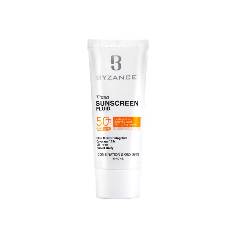 ضد آفتاب بیزانس پوست چرب و مختلط SPF 50 رنگ بژ روشن شماره ۱۰ حجم ۴۰ میلیلیتر