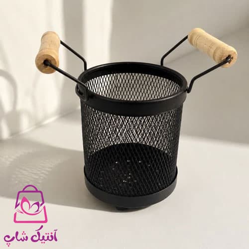 جا قاشق فلزی رومیزی دسته چوبی