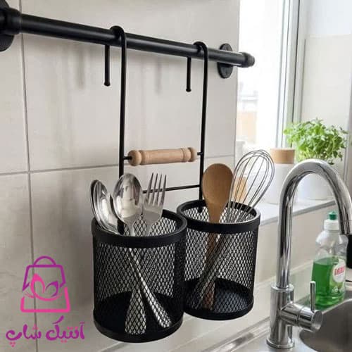 جا قاشق دوقلو آویزدار دسته چوبی
