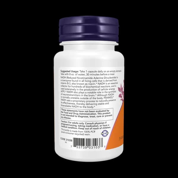 NOW Foods NADH 10mg 60 Veg Capsules — تصویر ۳