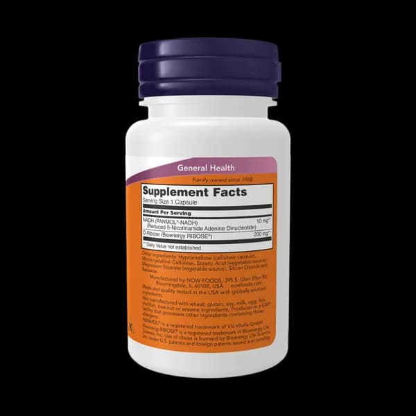 NOW Foods NADH 10mg 60 Veg Capsules — تصویر ۴