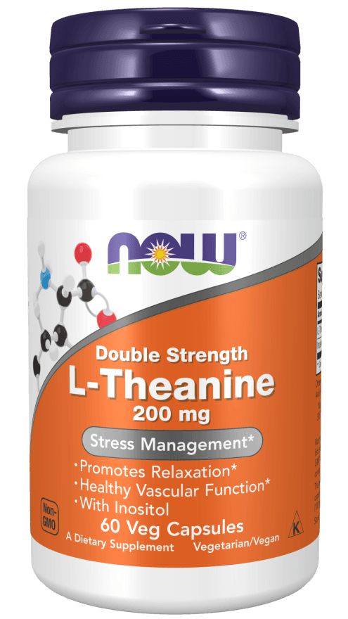 NOW Foods L-Theanine Double Strength 200mg 60 Veg Capsules
