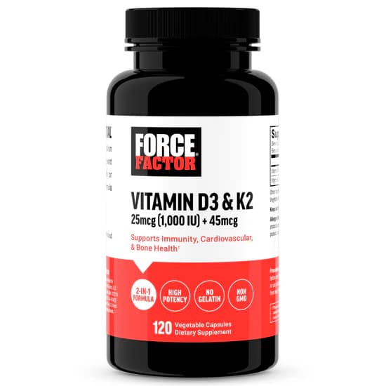 Force Factor Essentials Vitamin D3 K2 120 Capsules