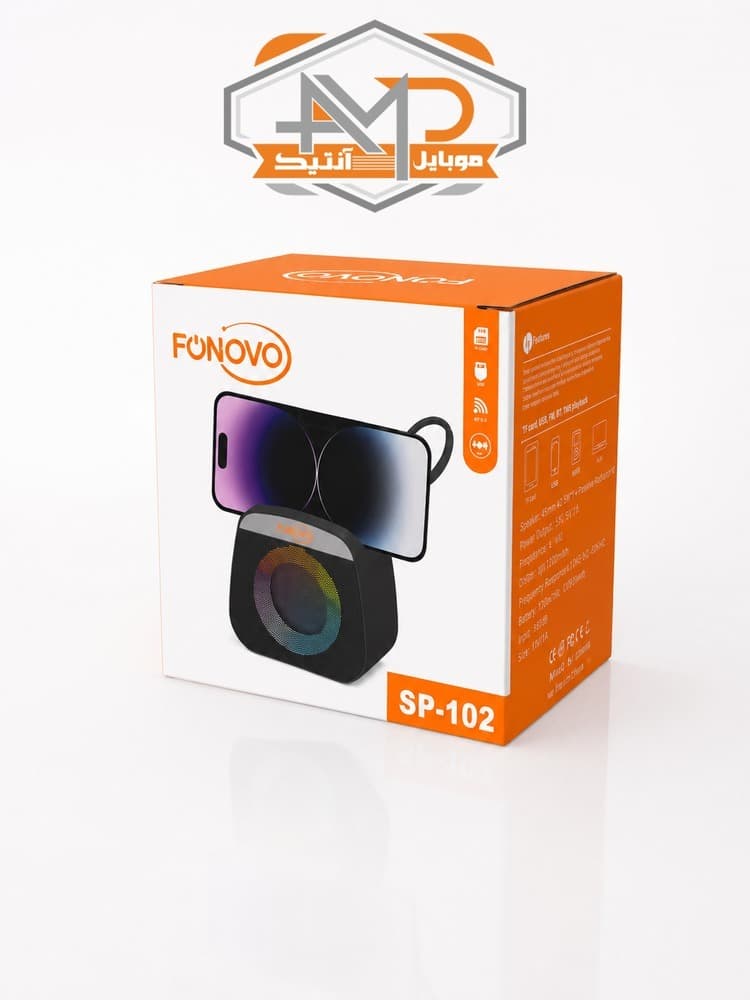 اسپیکر بلوتوثی FONOVO مدل SP-102 آر جی بی دار با گارانتی