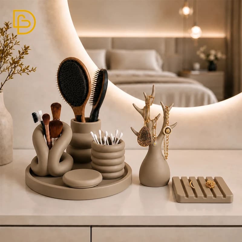 استند و نظم دهنده آرایشی 6 تکه قهوه ای
