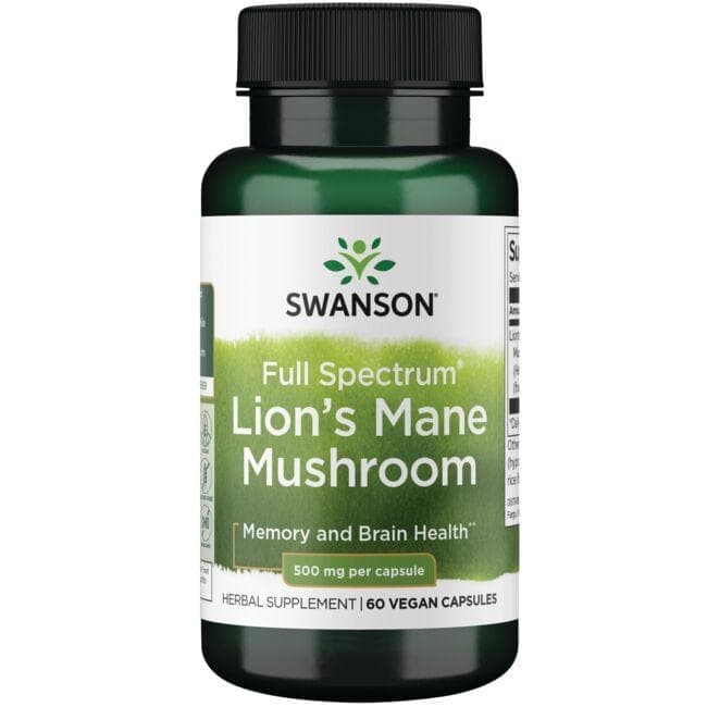 کپسول فول اسپکتروم ماشروم یال شیر 500 میلی گرم سوانسون بسته 60 عددی (Swanson Premium Full Spectrum Lion’s Mane Mushroom 500 mg 60 Capsules) — تصویر ۲