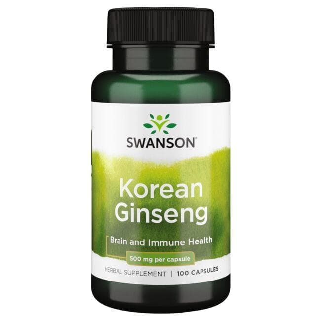 کپسول عصاره جینسینگ کره‌ای 500 میلی گرم سوانسون بسته 100 عددی (Swanson Premium Korean Ginseng 500 mg 100 Capsules)