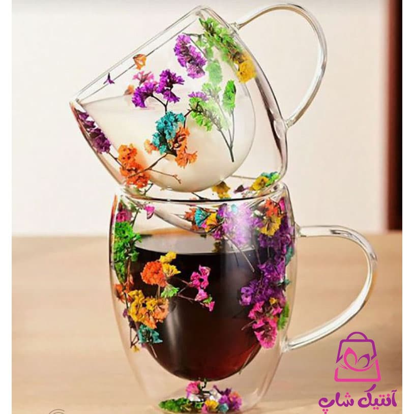 لیوان پیرکس دوجداره گل خشک — تصویر ۳