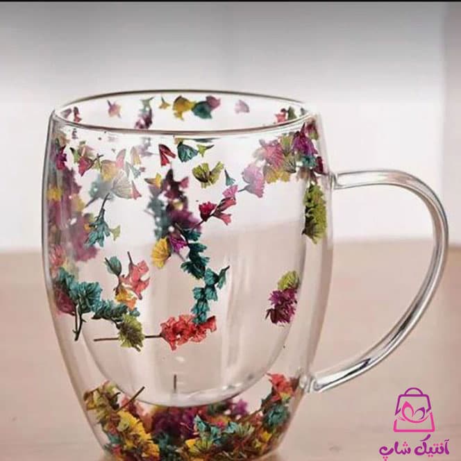 لیوان پیرکس دوجداره گل خشک — تصویر ۴