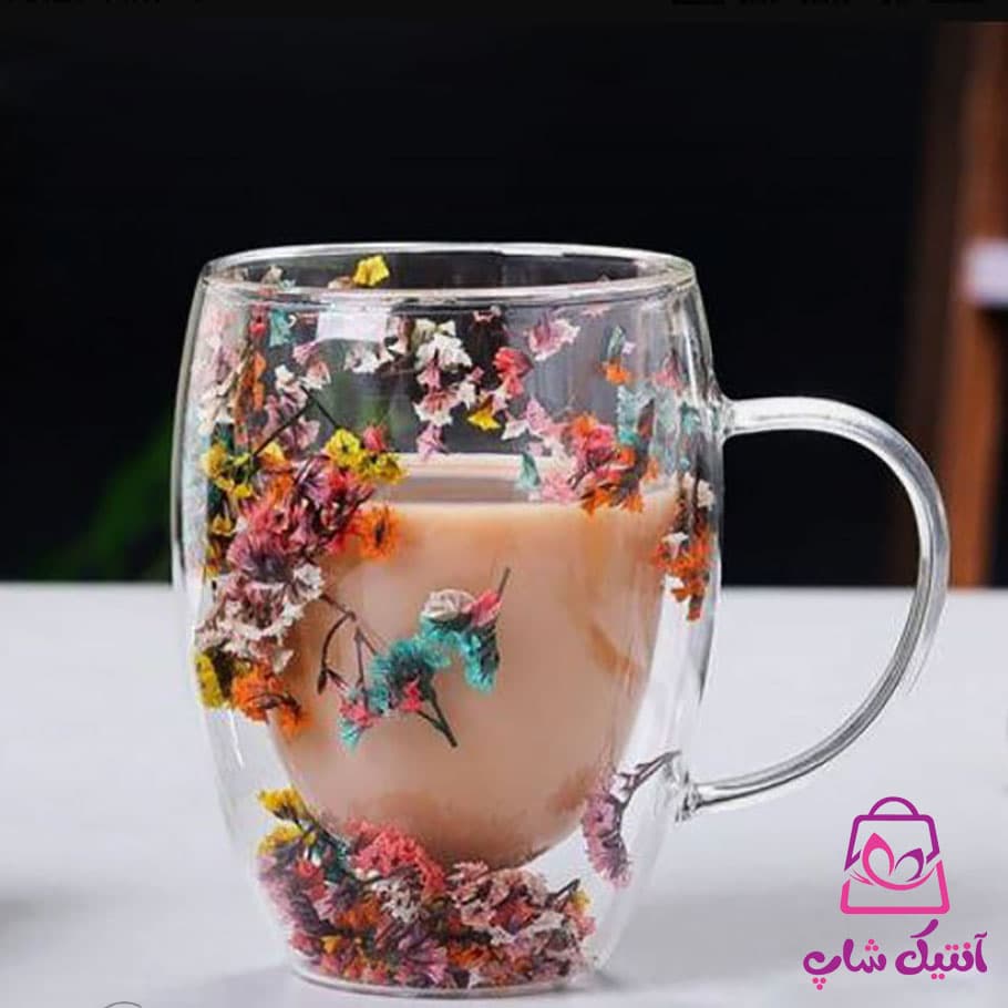 لیوان پیرکس دوجداره گل خشک