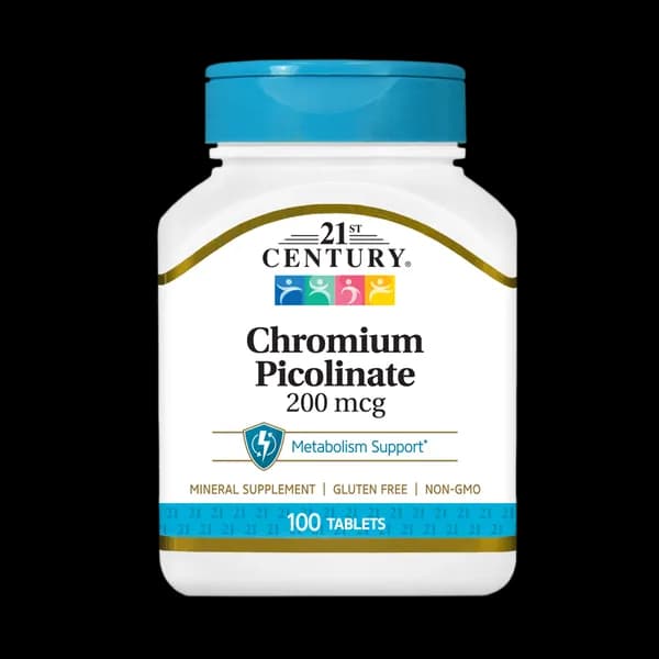 قرص کرومیوم پیکولینات 200 میکروگرم قرن بیست و یکم بسته 100 عددی (21st Century Chromium Picolinate 200 mcg 100 Tablets)