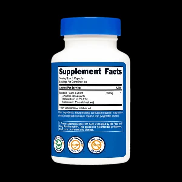 کپسول رودیولا رزیا 500 میلی گرم ناتریکاست بسته 60 عددی (Nutricost Rhodiola Rosea 500 mg 60 Capsules) — تصویر ۴