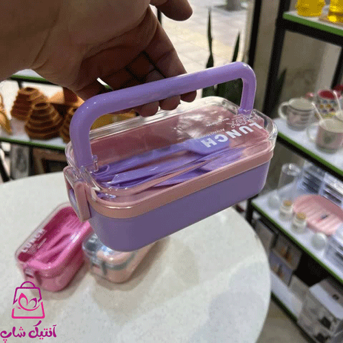 لانچ باکس یا ظرف غذا دوطبقه مستطیل — تصویر ۵