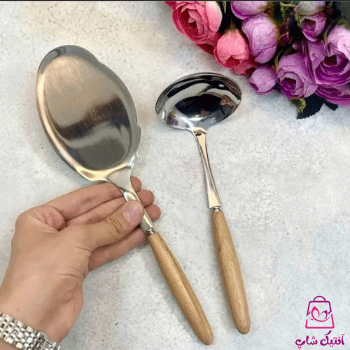 کفگیر و ملاقه دسته بامبو