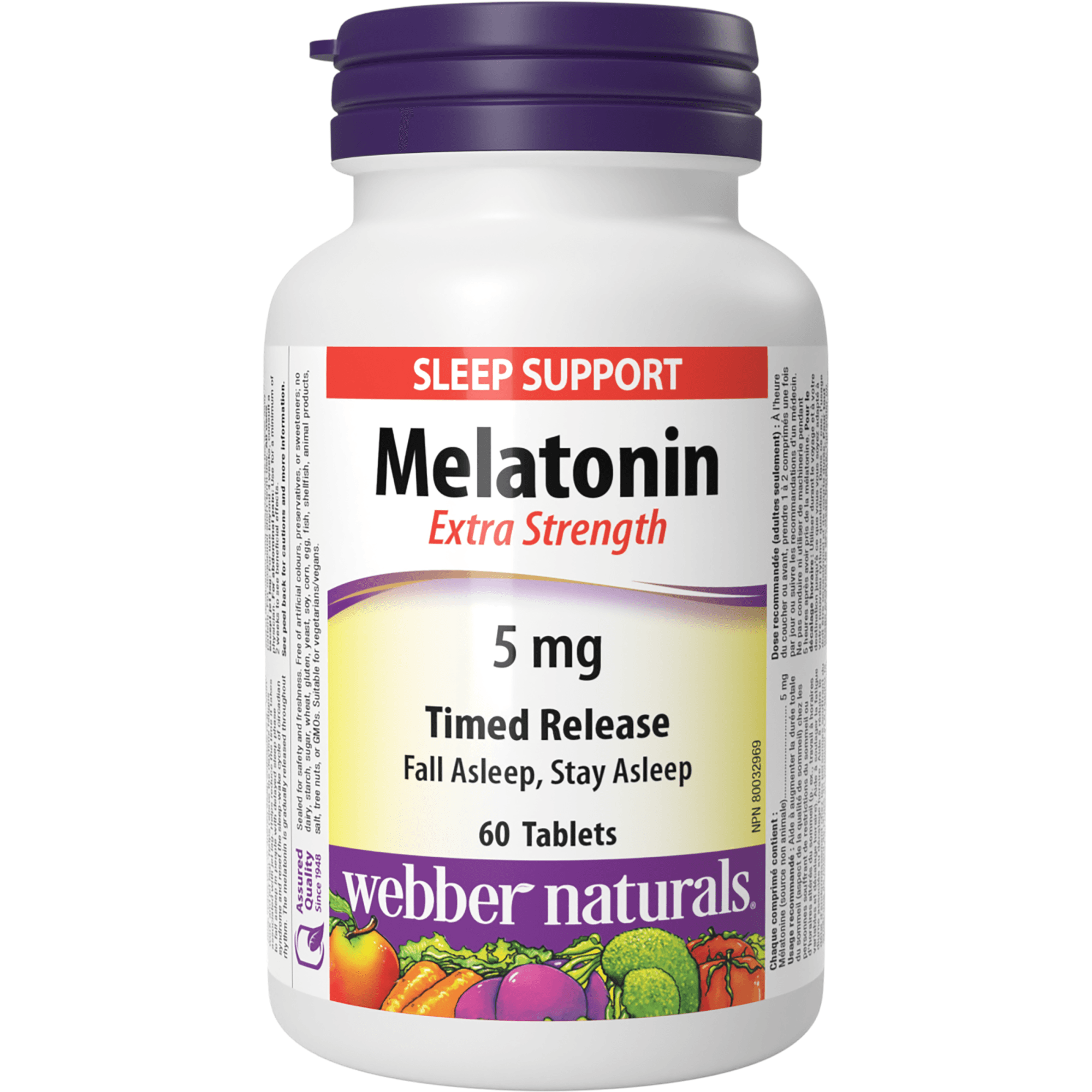 قرص خواب ملاتونین 5 میلی گرم وبر نچرالز بسته 60 عددی (Webber Naturals Sleep Support Melatonin Extra Strength 5mg Time Release 60 Tablet)
