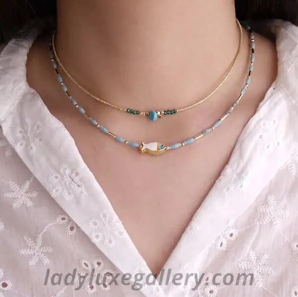 گردنبند سنگی ماهی چشم نظر — تصویر ۳