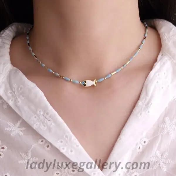 گردنبند سنگی ماهی چشم نظر — تصویر ۲