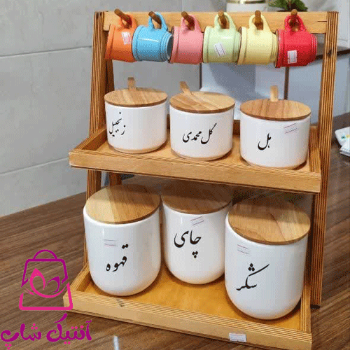 استند دو طبقه چوبی آویز دار — تصویر ۳