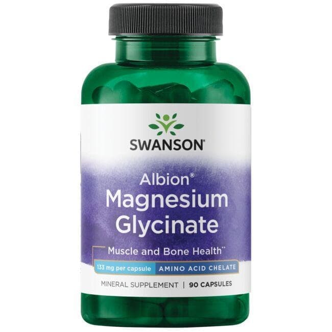 کپسول آلبیون منیزیم گلیسینات 133 میلی‌گرم سوانسون بسته 90 عددی (SWANSON Ultra Albion Chelated Magnesium Glycinate 133mg 90 Capsules)