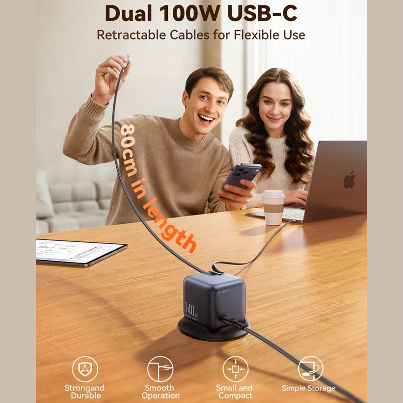 شارژر رومیزی GaN 140 وات جوی روم مدل JR-TRD01 PODIX با نمایشگر LCD — تصویر ۶
