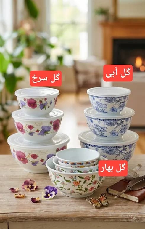 لگن لعابی دربدار 3تایی در چند طرح — تصویر ۲