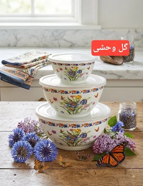 لگن لعابی دربدار 3تایی در چند طرح — تصویر ۵