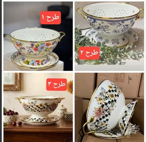 آبکش و زیری لعابی وارداتی در 3 طرح — تصویر ۳