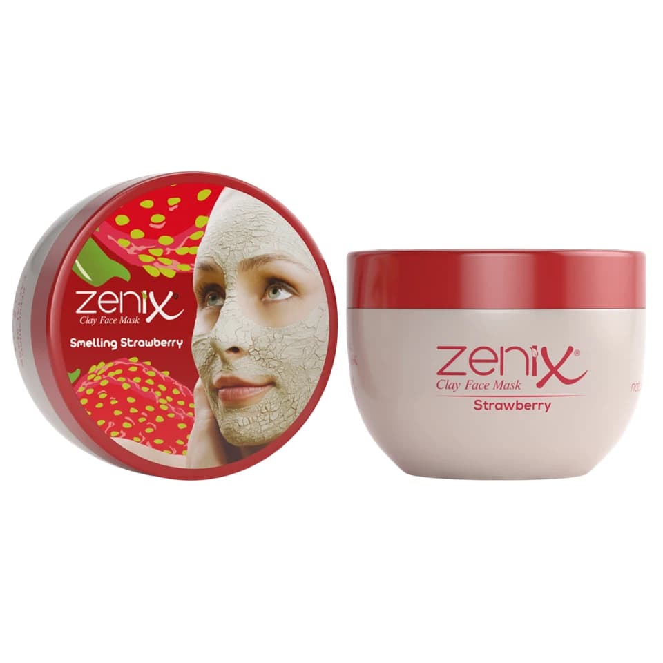ماسک صورت خاک رس و توت فرنگی زنیکس zenix clay face mask strawberry وزن 350 گرم