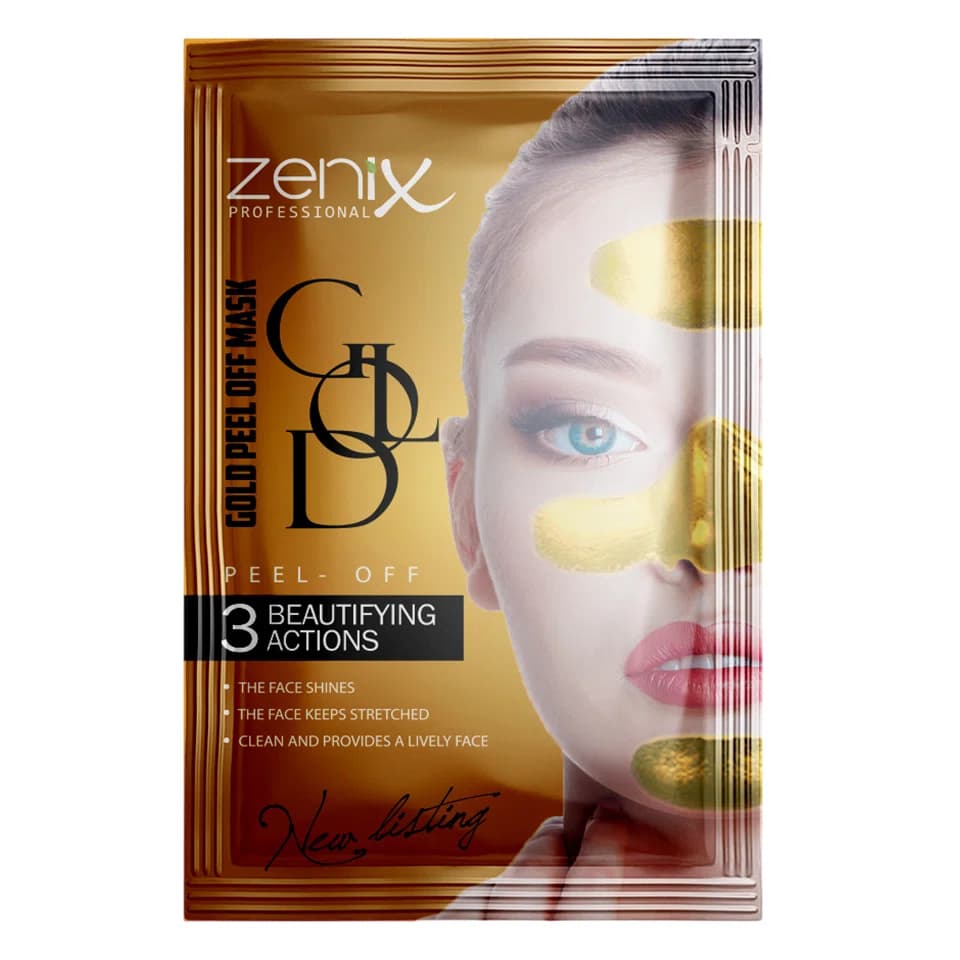 ماسک صورت طلایی لایه بردار ساشه‌ای زنیکس zenix peel off face mask gold sachets وزن 15 گرم