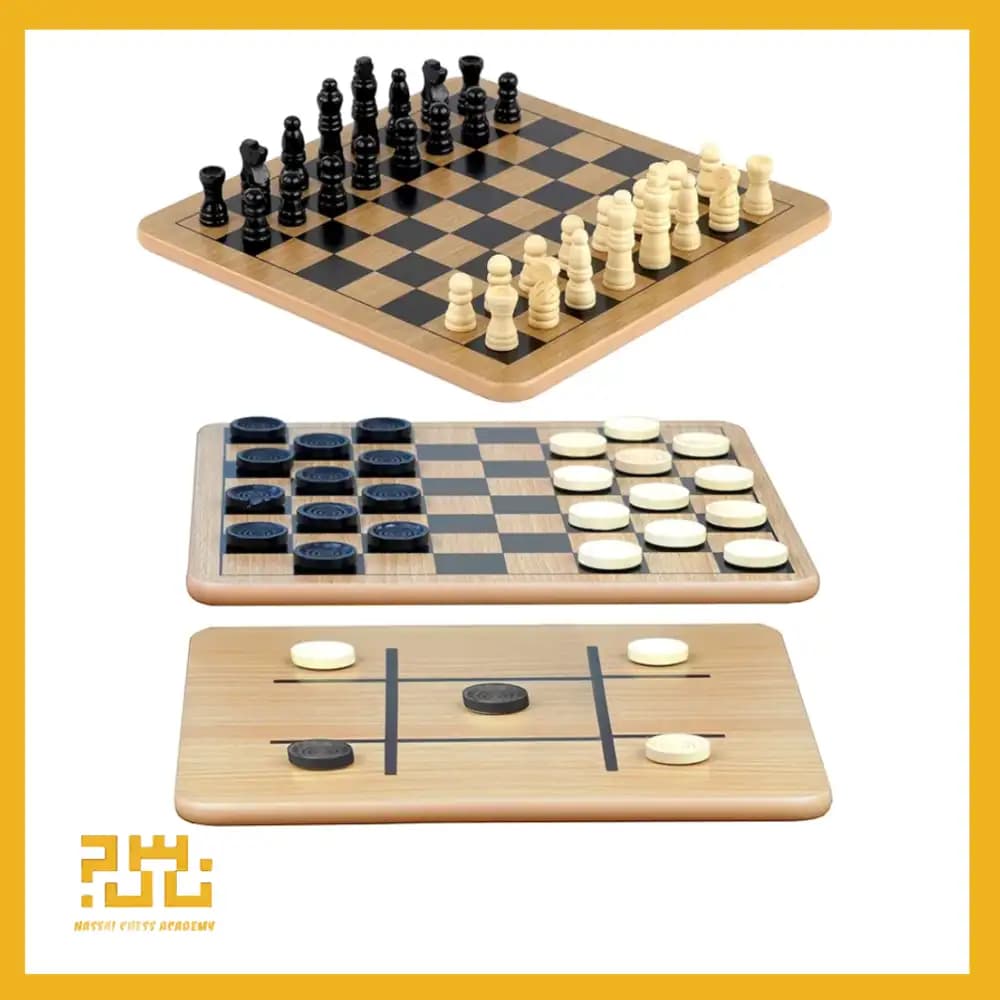 ست چوبی وارداتی سه بازی شطرنج، چکرز و دوز Regal Games