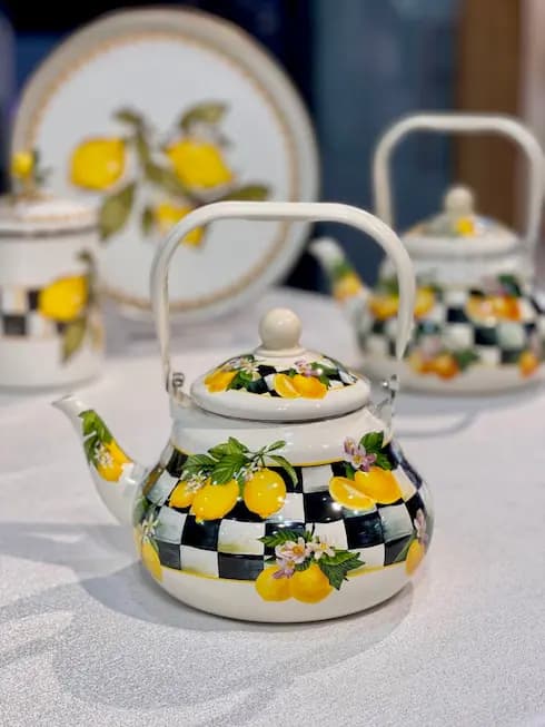 کتری تک لعابی خمره ای 2 سایز طرح لیمو — تصویر ۳