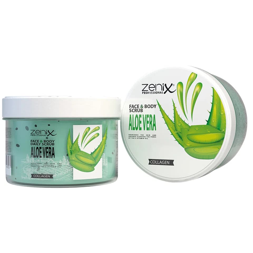 اسکراب صورت و بدن زنیکس رایحه آلوئه ورا zenix face skin care daily scrub aloe vera حجم 275 میلی لیتر — تصویر ۲
