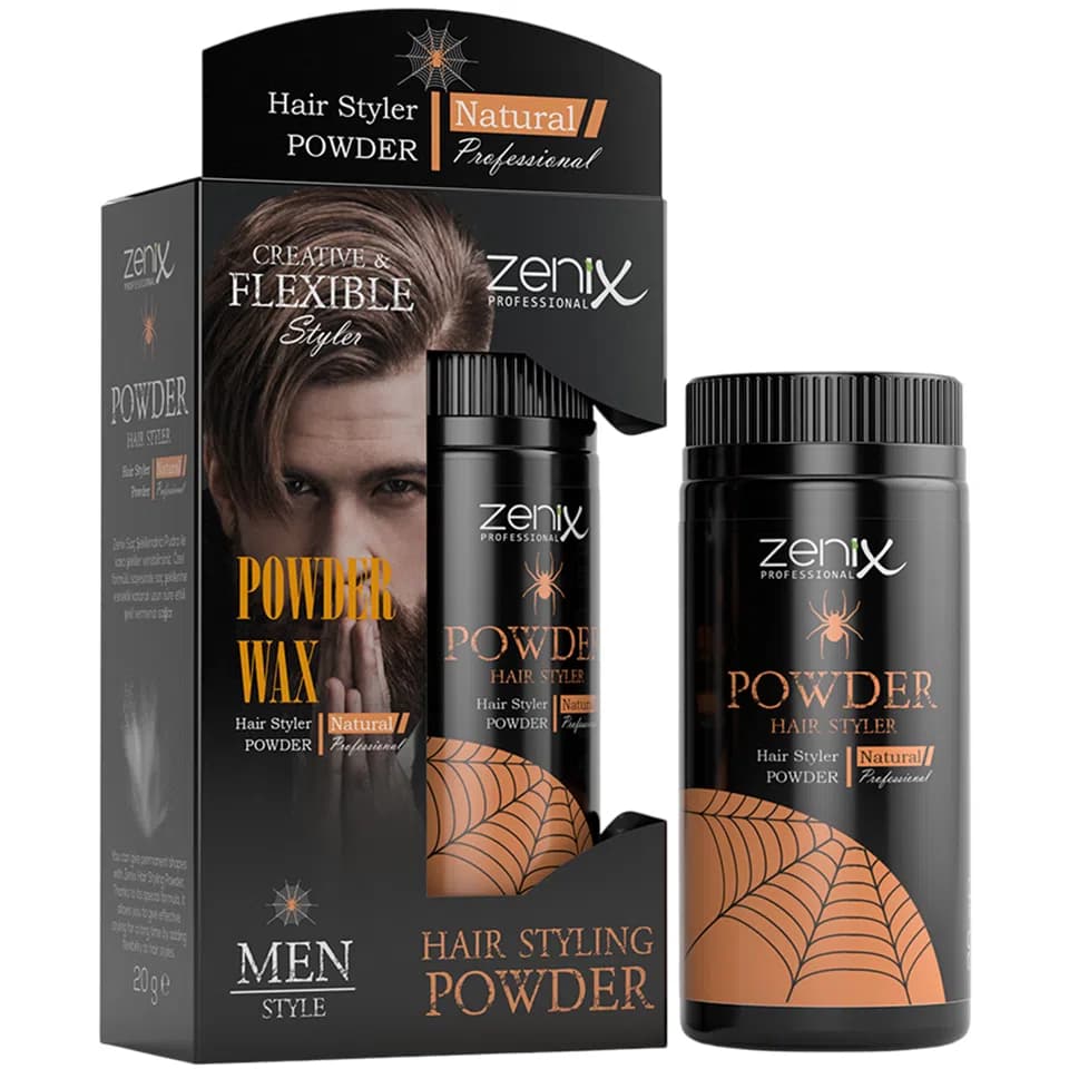 واکس پودری حالت دهنده مو سری طبیعی زنیکس zenix men series hair style powder wax natural وزن 20 گرم