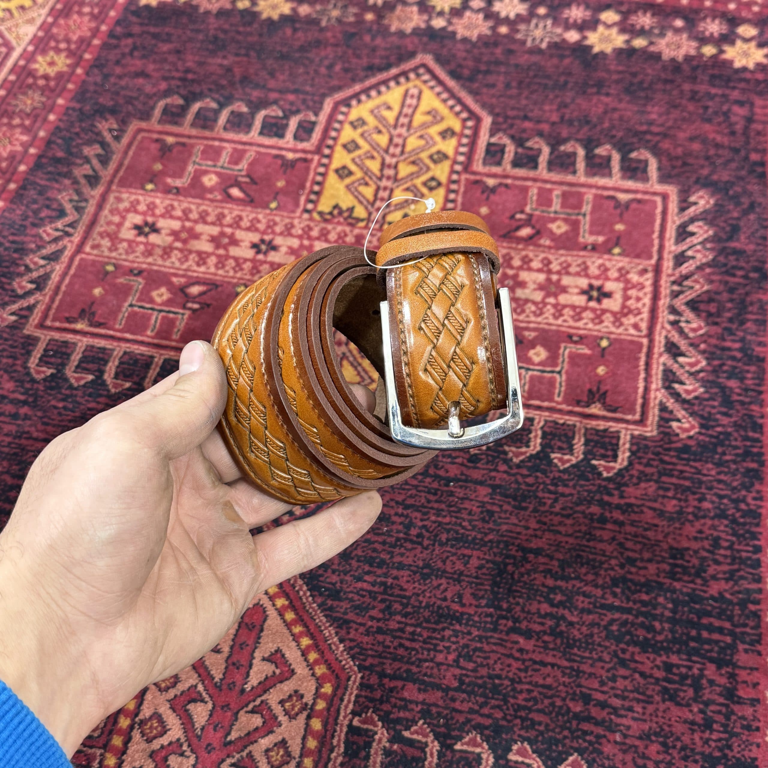 کمربند چرم طرح دار مردانه — تصویر ۵