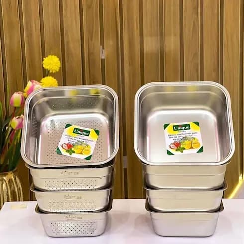 آبکش و لگن مربع یونیک 8 پارچه