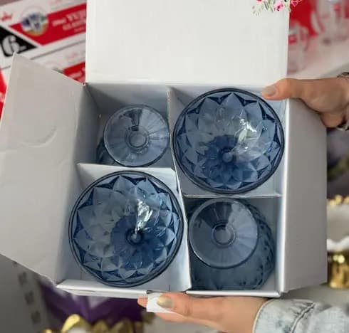 بستنی خوری کریستال وارداتی پک 4 عددی — تصویر ۵